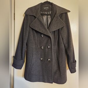 London Fog Charcoal Double-Breasted Pea Coat